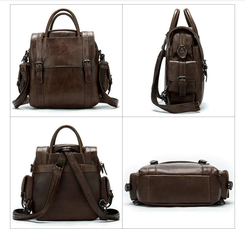 Multifunctional Retro Leather Backpack