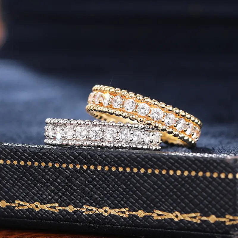 Full Diamond Geometric Ring Female Shiny Ornament