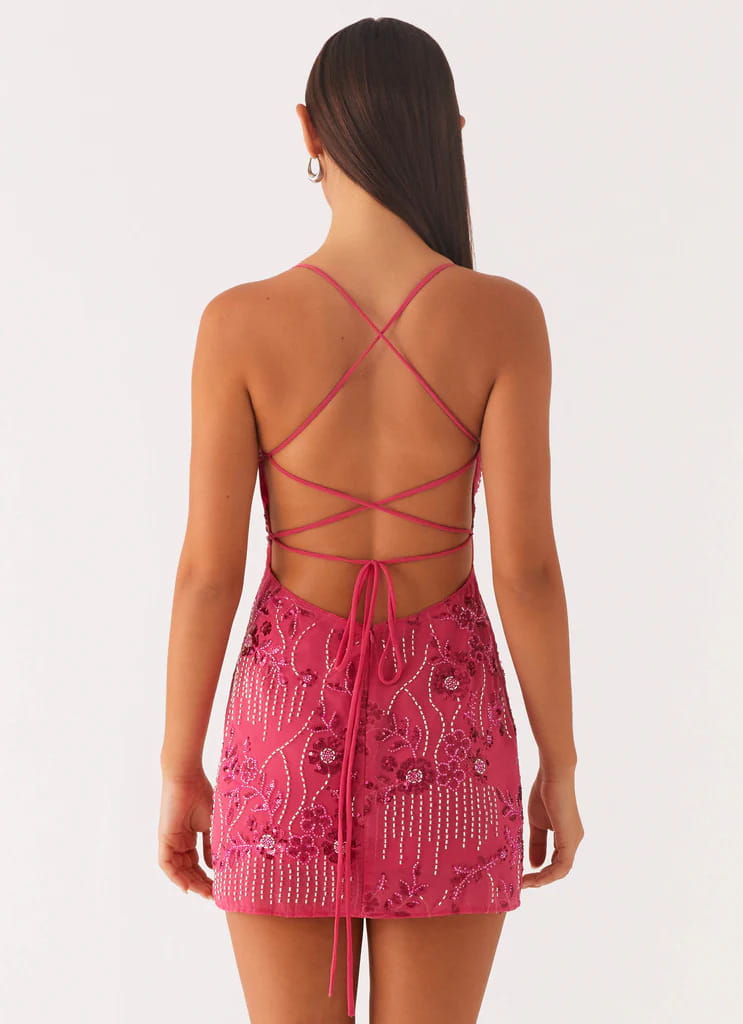 Women’s Sequined Embroidered Backless Sling Dress