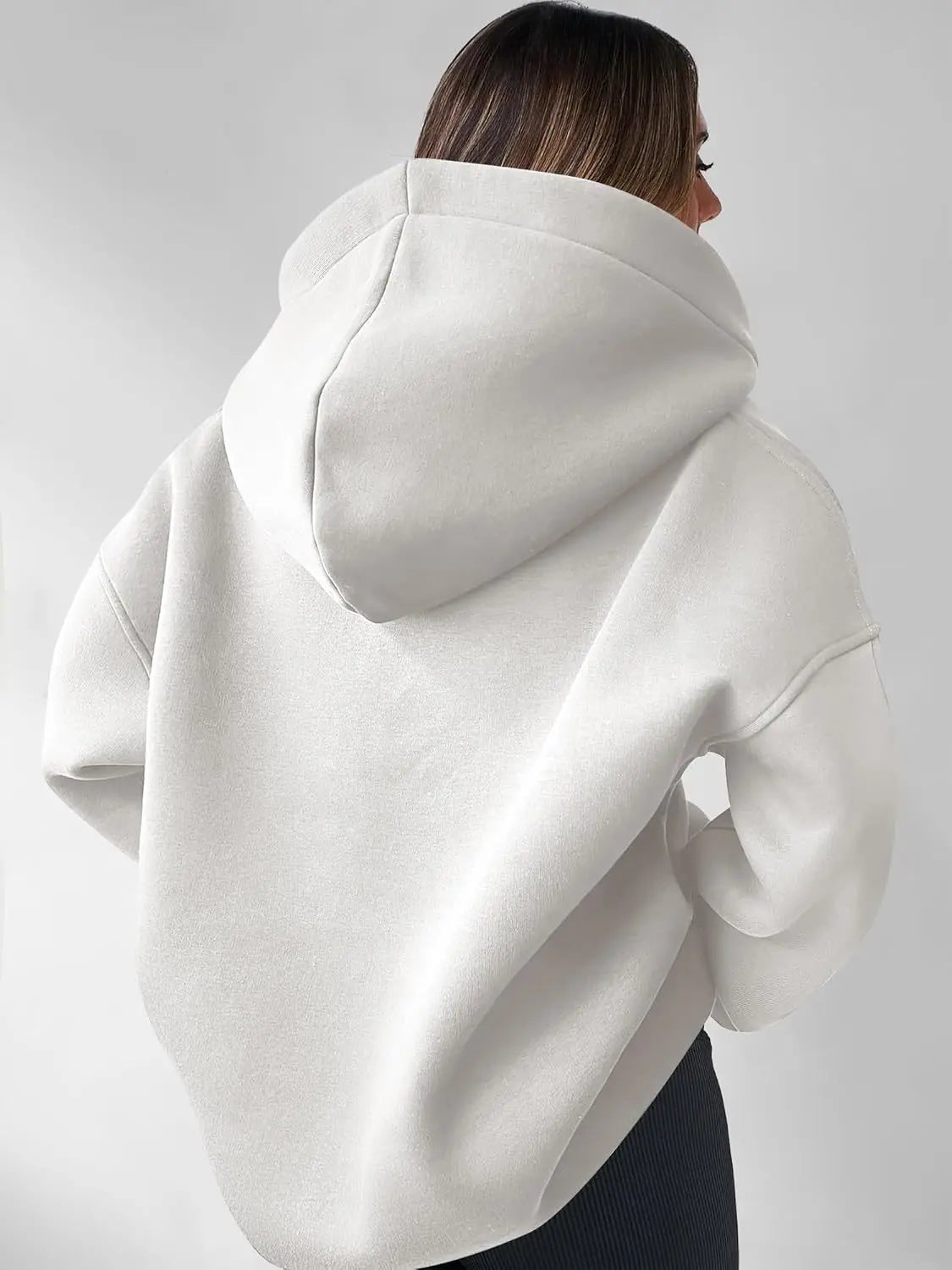 Women’s Solid Color Long Sleeve Hooded Solid Color Loose Sweater