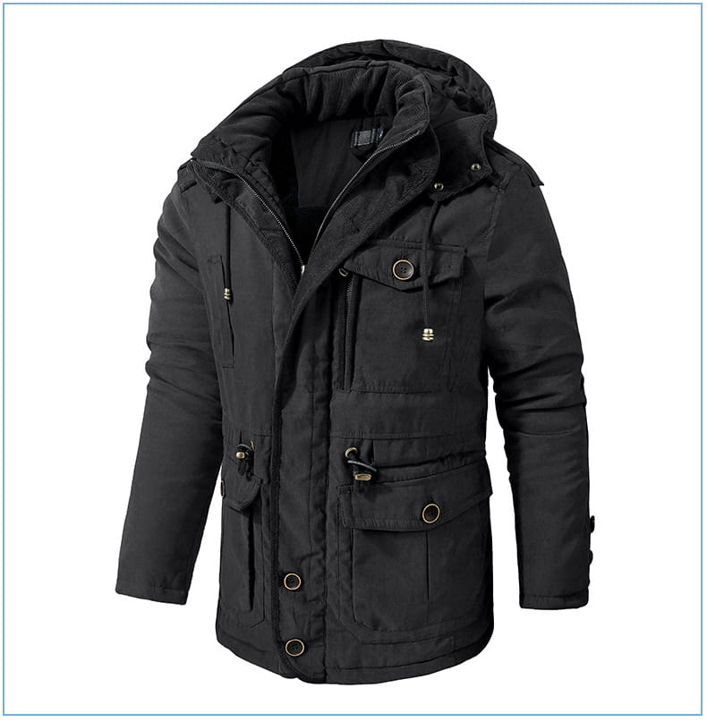 Men’s Plus Size Mid-length Fleece-lined Thickened Cotton-padded Coat
