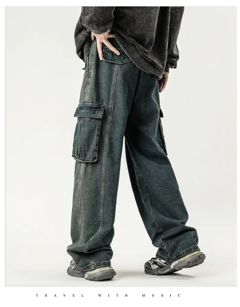 Men’s American Retro Washed Workwear Jeans