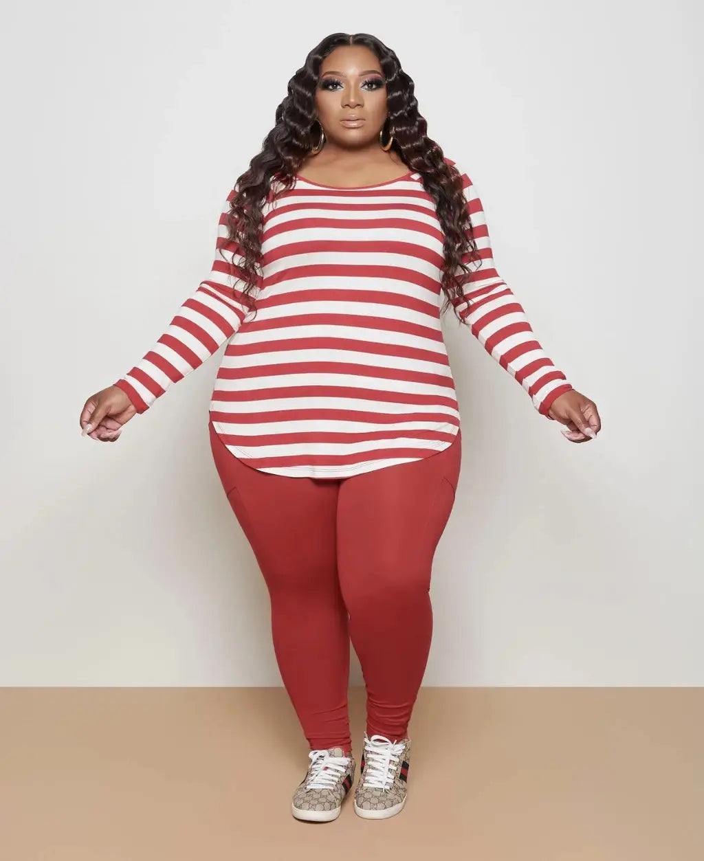 women’s plus size striped casual suit