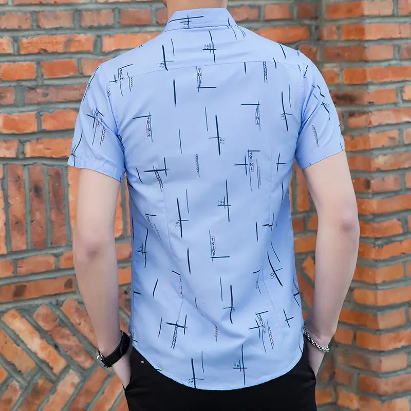 New Men’s Plus Size Printed Short-sleeved Shirt