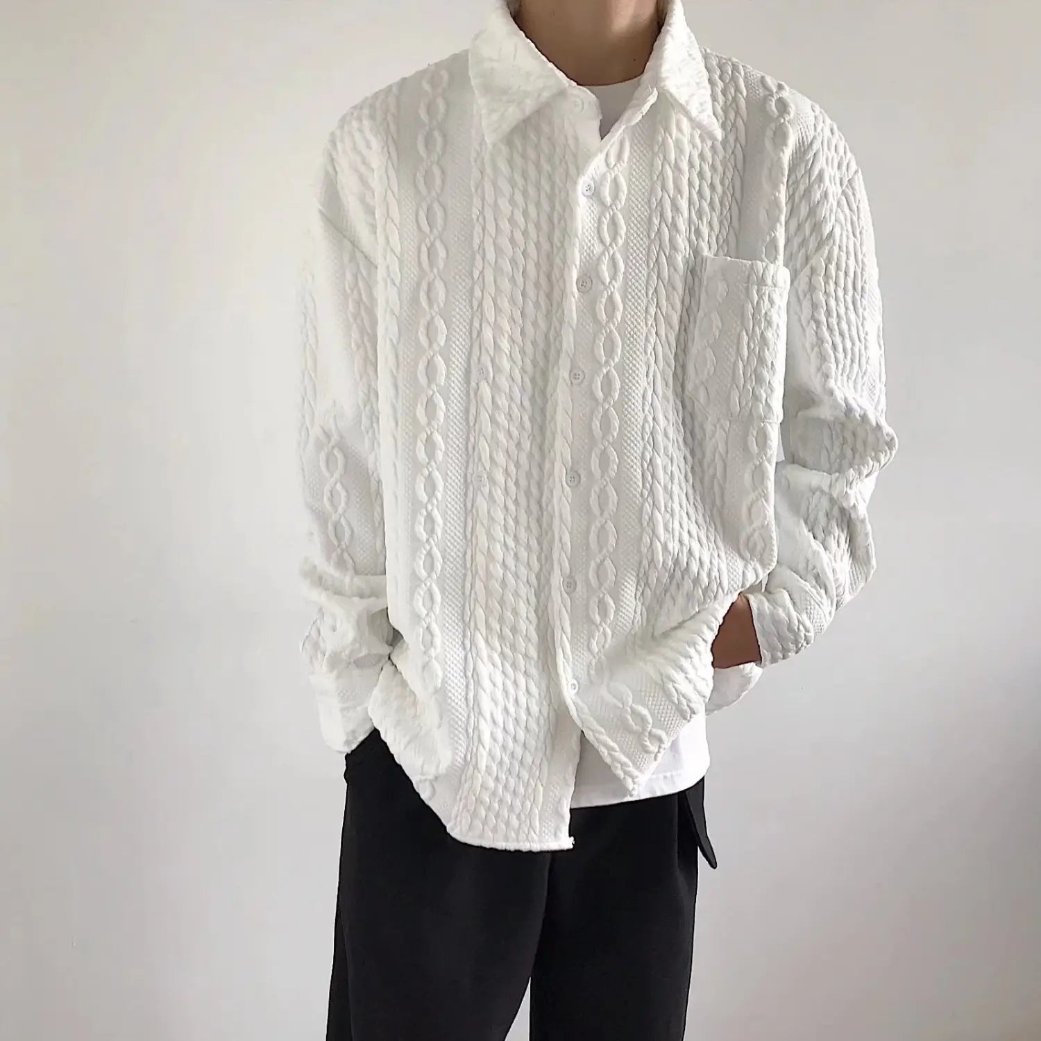 Japanese Hemp Pattern Shirt Men’s Long Sleeve Autumn And Winter Leisure Coat