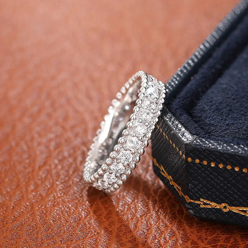 Full Diamond Geometric Ring Female Shiny Ornament