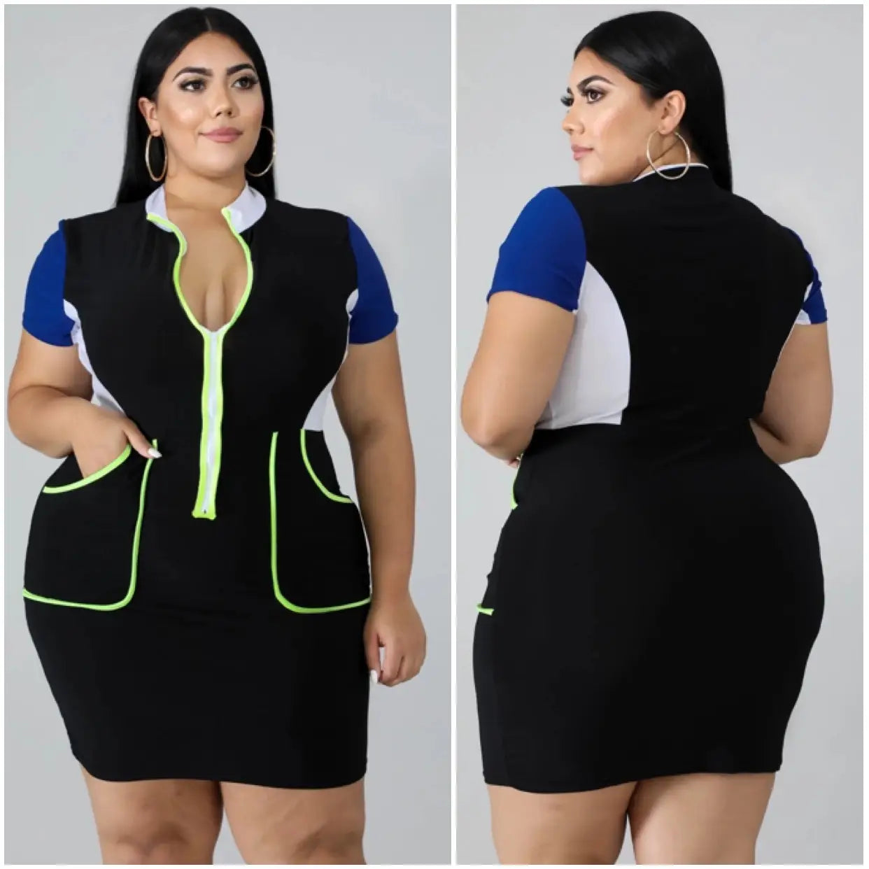 Plus Size Women’s Color Matching Dress