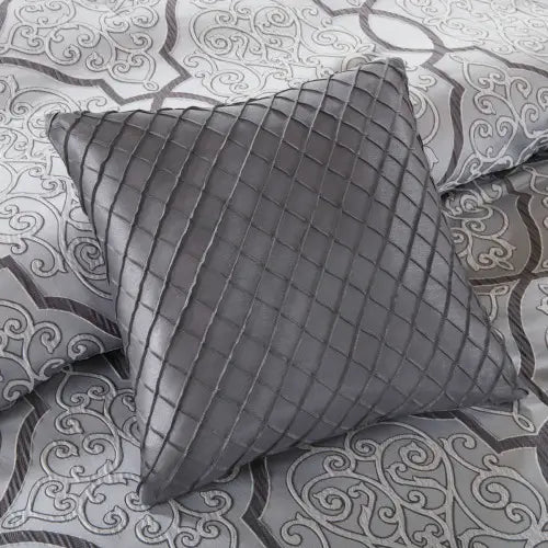Comforter Set With Cotton Bed Sheets Silver Queen 12 piece