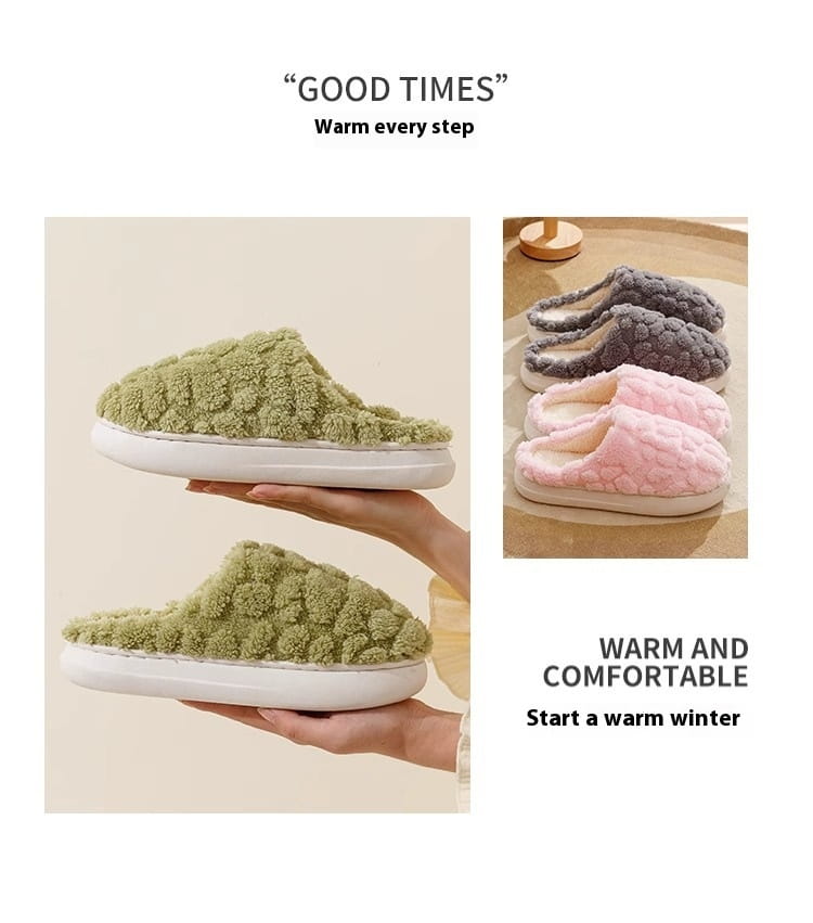 Home Fuzzy Slipper Unisex Cartoon Winter Plush Slipper Anti-Skid Soft Soled Cotton Shoes Comfy Outdoor Couple Slippers