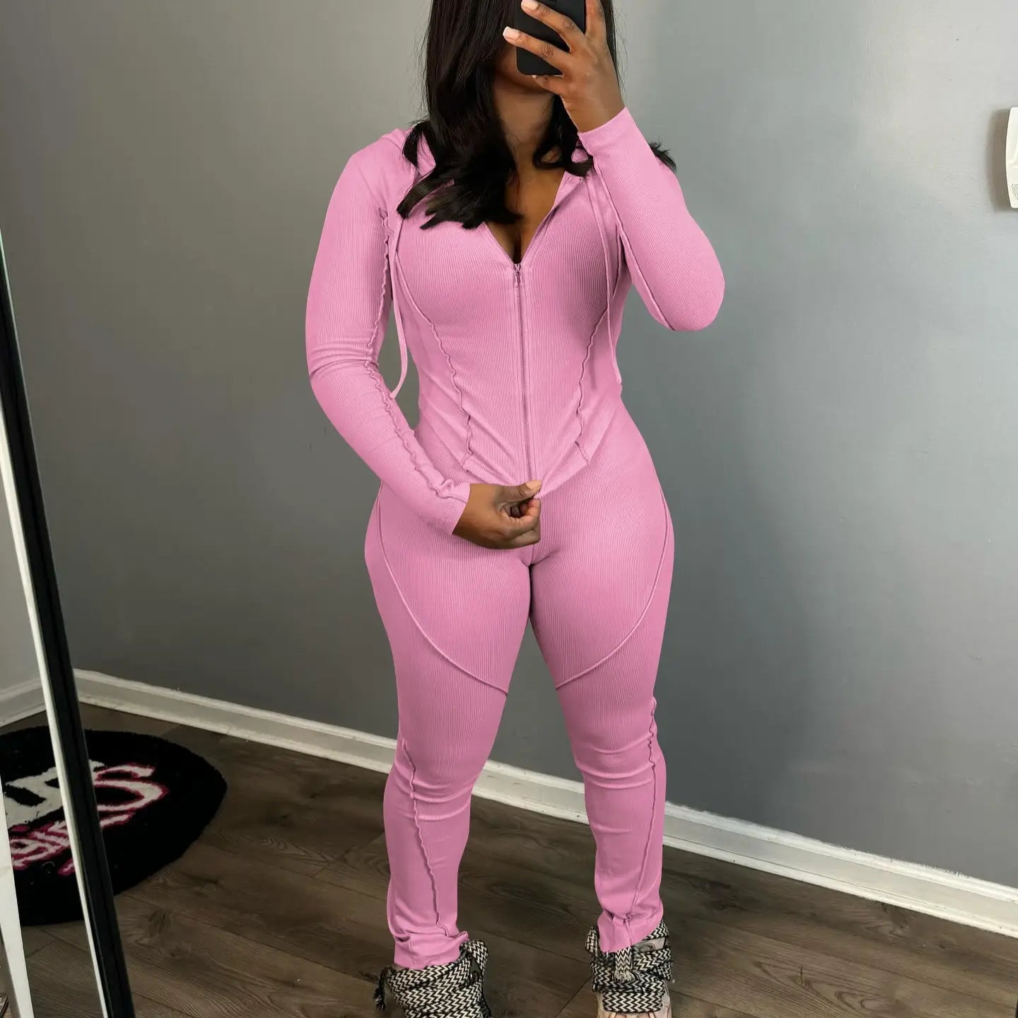 Women’s Fashion Threaded Hooded Two-piece Set