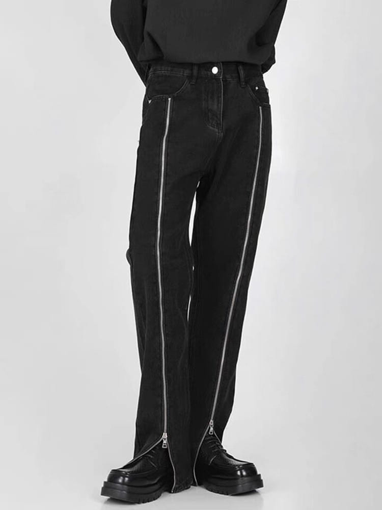 Women’s Plus Size Zipper Design Niche Straight Jeans