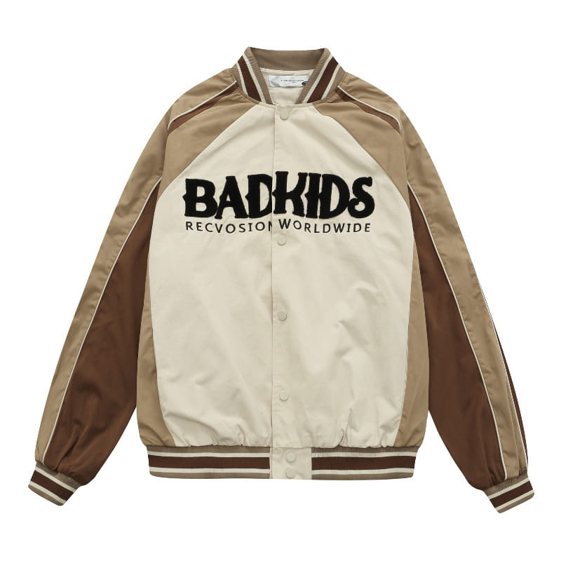 Men’s Autumn And Winter Retro Patchwork Baseball Jacket