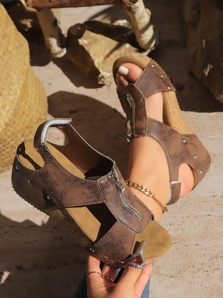 Summer Zipper Wedges