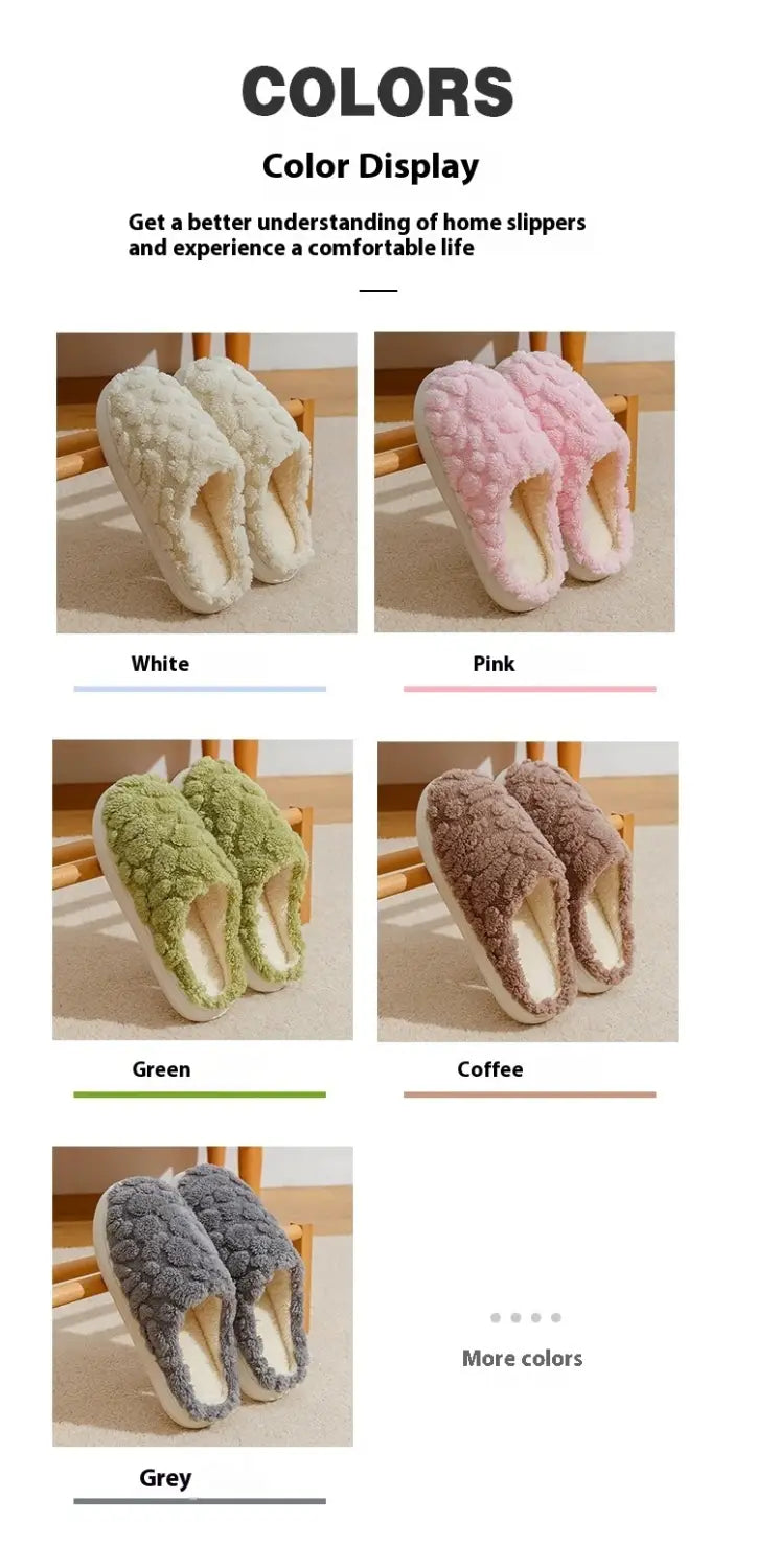 Home Fuzzy Slipper Unisex Cartoon Winter Plush Slipper Anti-Skid Soft Soled Cotton Shoes Comfy Outdoor Couple Slippers