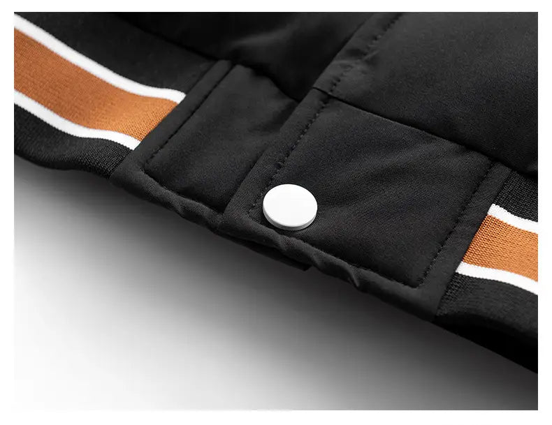 Fashion Letter Hooded Cotton Coat Winter Warm Solid Zipper Jacket For Men Teenagers Clothing