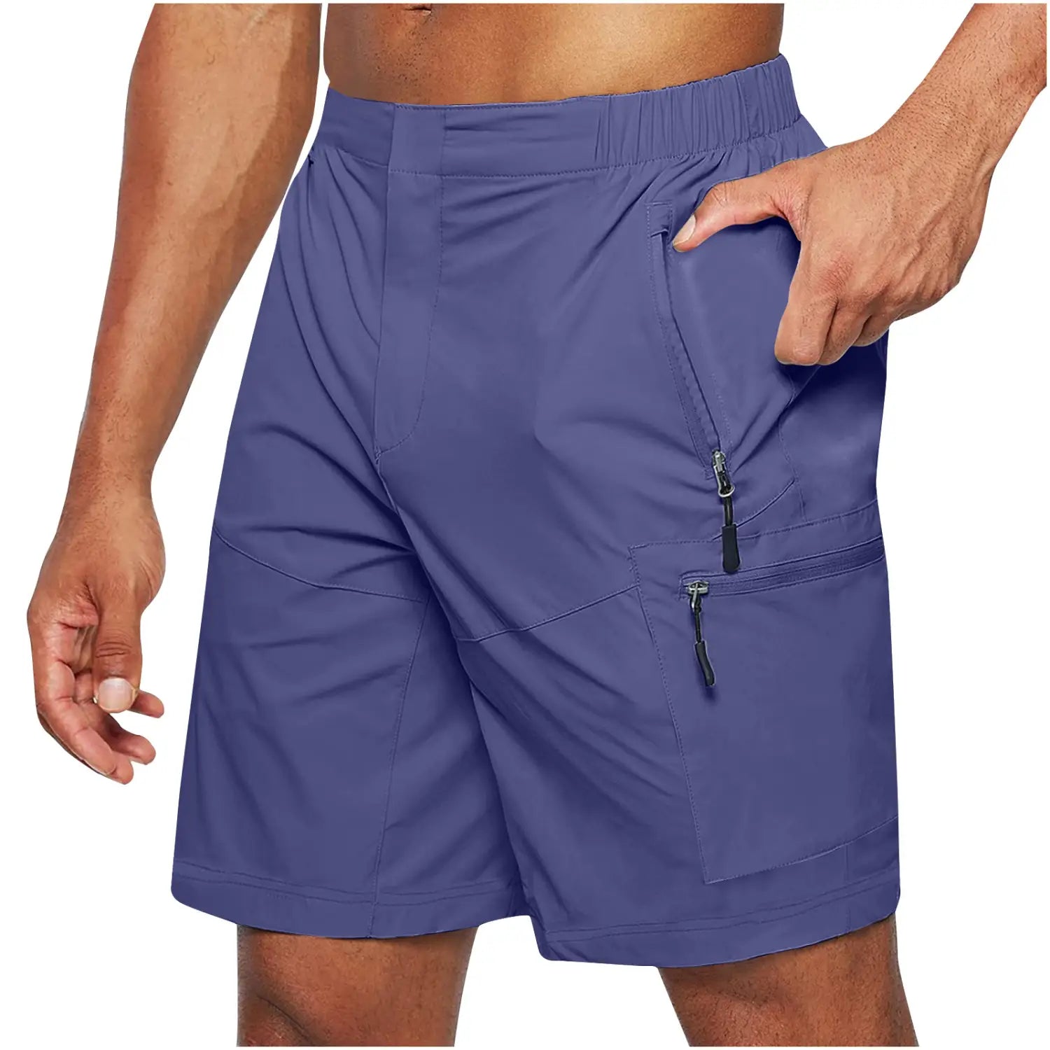 Men’S Casual Elastic Waist Strap Summer Shorts Casual Fit Fashion Outdoor Long Shorts For Men Knee-Length Straight Leg