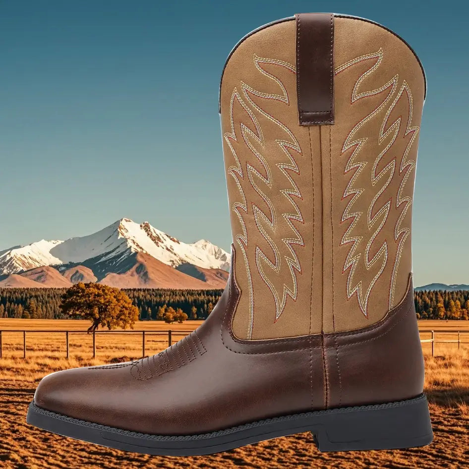 Retro Wide Head Western Cowboy Boot