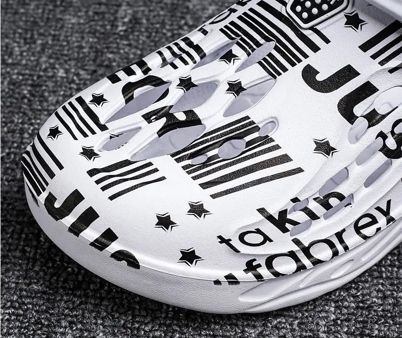 Letter Print Slippers Men Summer Sandals Beach Shoes