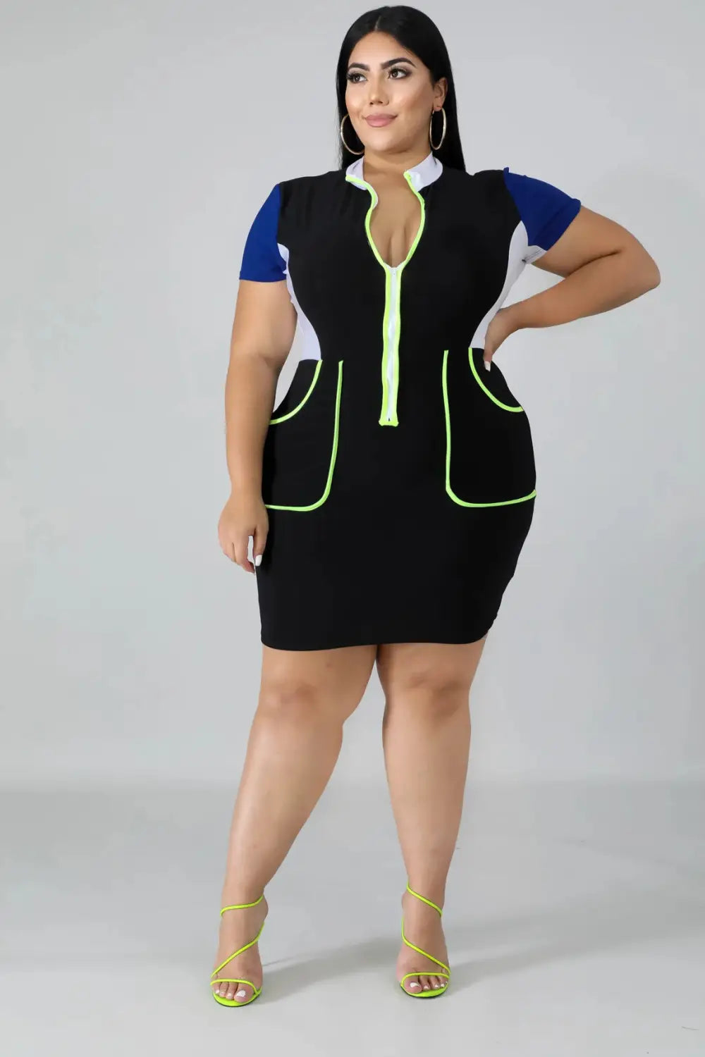 Plus Size Women’s Color Matching Dress