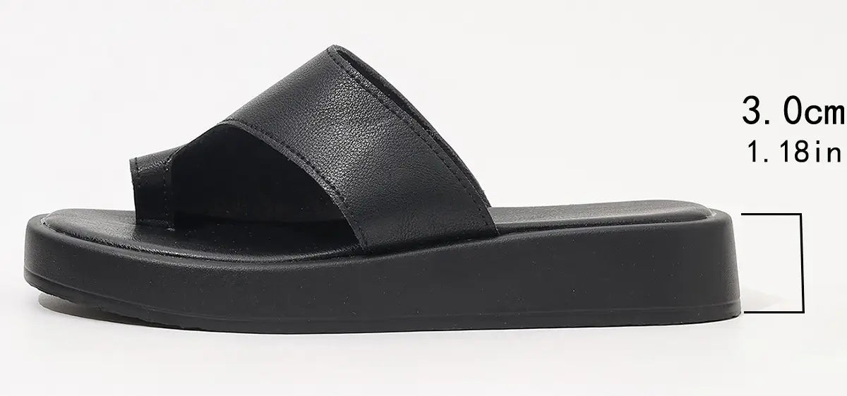 Thick-soled Clip Toe Flat Slippers Outdoor Summer Casual Solid Color Slides Shoes For Women