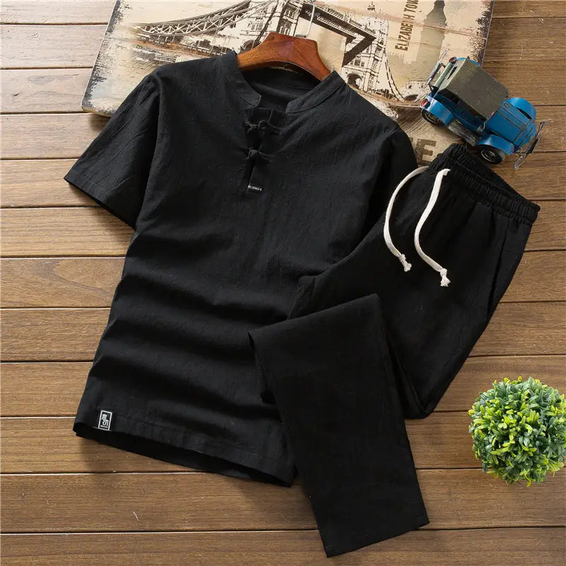 T-shirt Casual Trousers Two-piece Suit For Men