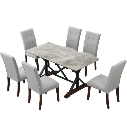 Modern Dining Table For 6-8 7 Piece Kitchen Dining Table Set