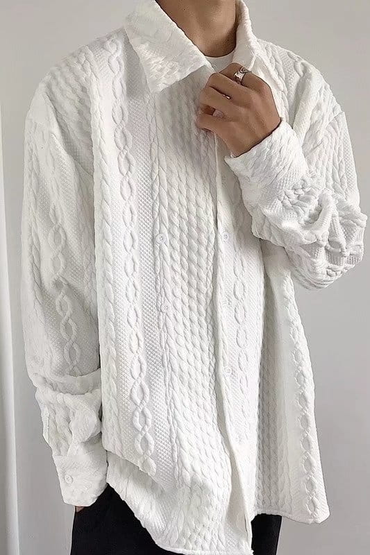 Japanese Hemp Pattern Shirt Men’s Long Sleeve Autumn And Winter Leisure Coat