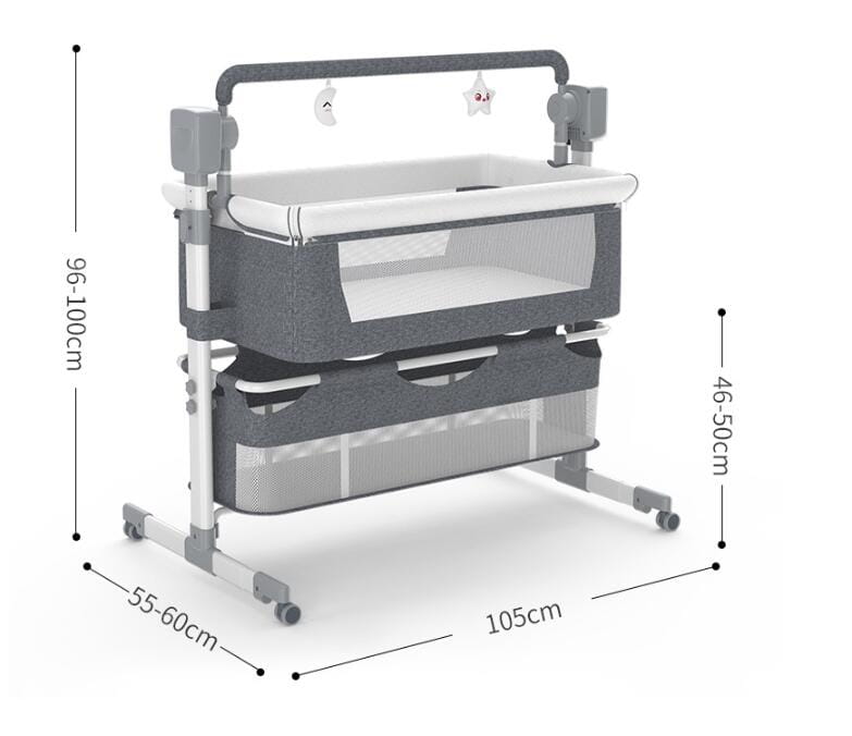Portable Baby Bed Electric Bassinet Splicing Bed Foldable Newborn Baby Bedside Bed Baby Bed
