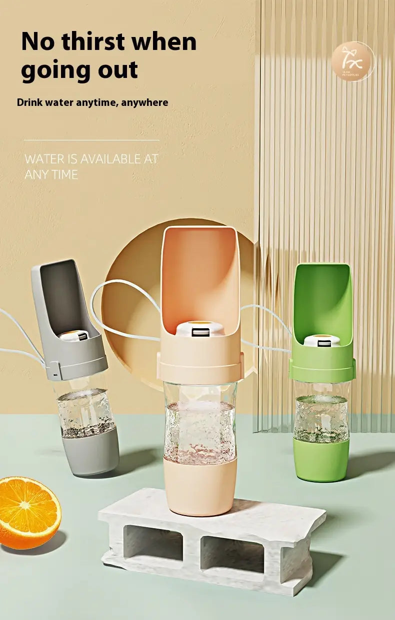 Travel Dog 2 in 1 Water Bottle Pet Water Dispenser Feeder Drinking Feeder Dog Outing Water Feeder Pets Outdoor Portable
