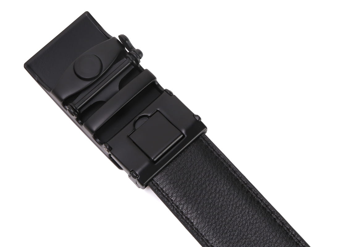 Black leather automatic buckle belt for men, featuring high-end design and cost-effectiveness.