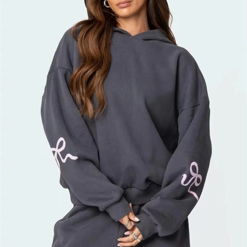 Women’s Outdoor Sports And Casual Loose Bow Printed Sweater