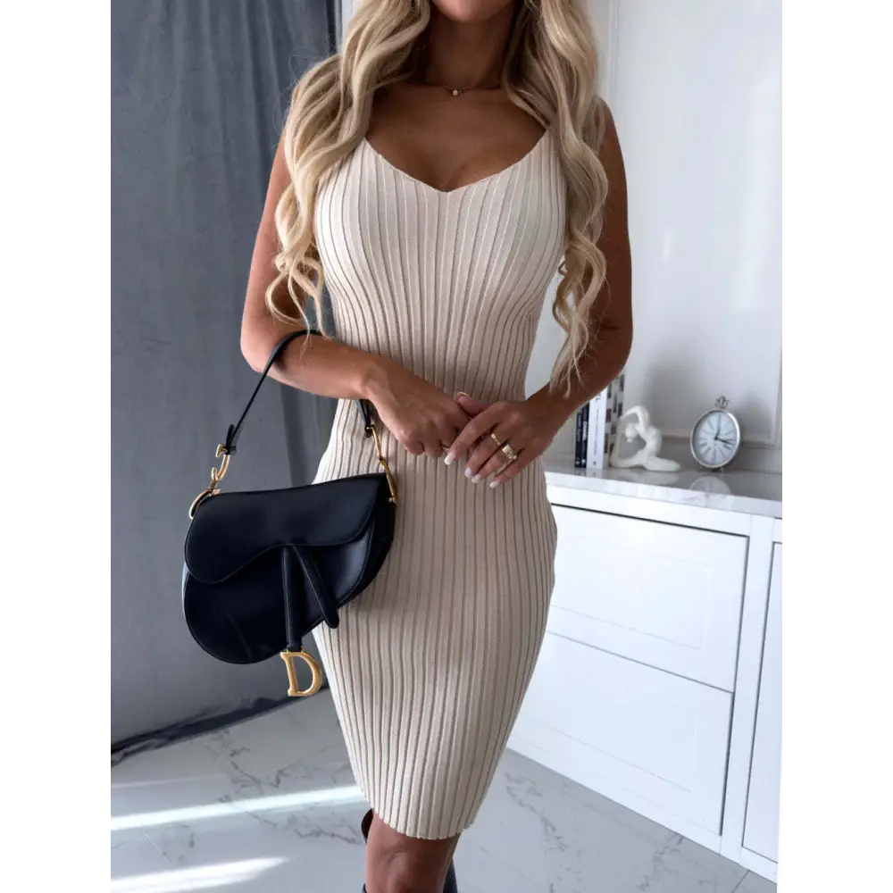2pcs Suit Women's Solid Stripe Long-sleeved Top And Tight Suspender Skirt Fashion Autumn Winter Slim Clothing Beyond Trends Hub