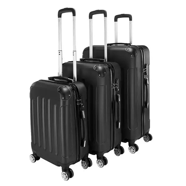 3-in-1 ABS Trolley Case 20 Inches-24 Inches-28 Inches Black - Black - 5