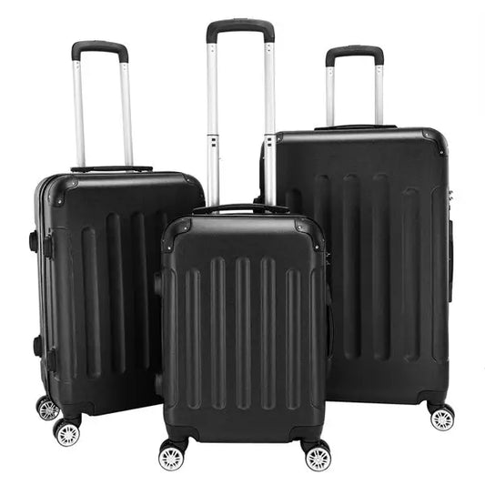 3-in-1 ABS Trolley Case 20 Inches-24 Inches-28 Inches Black - Black - 5