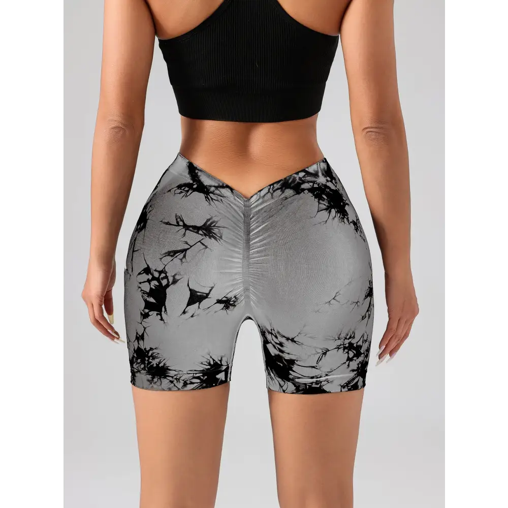 3 PACK Tie Dye Active Wear Shorts Women Workout Shorts High Waisted Contour Gym Yoga Biker Shorts V Back Booty Biker