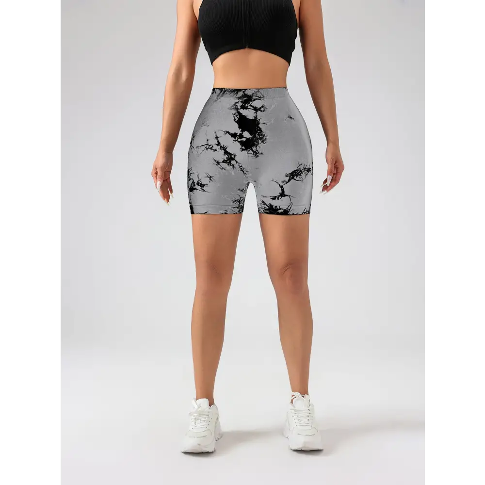 3 PACK Tie Dye Active Wear Shorts Women Workout Shorts High Waisted Contour Gym Yoga Biker Shorts V Back Booty Biker