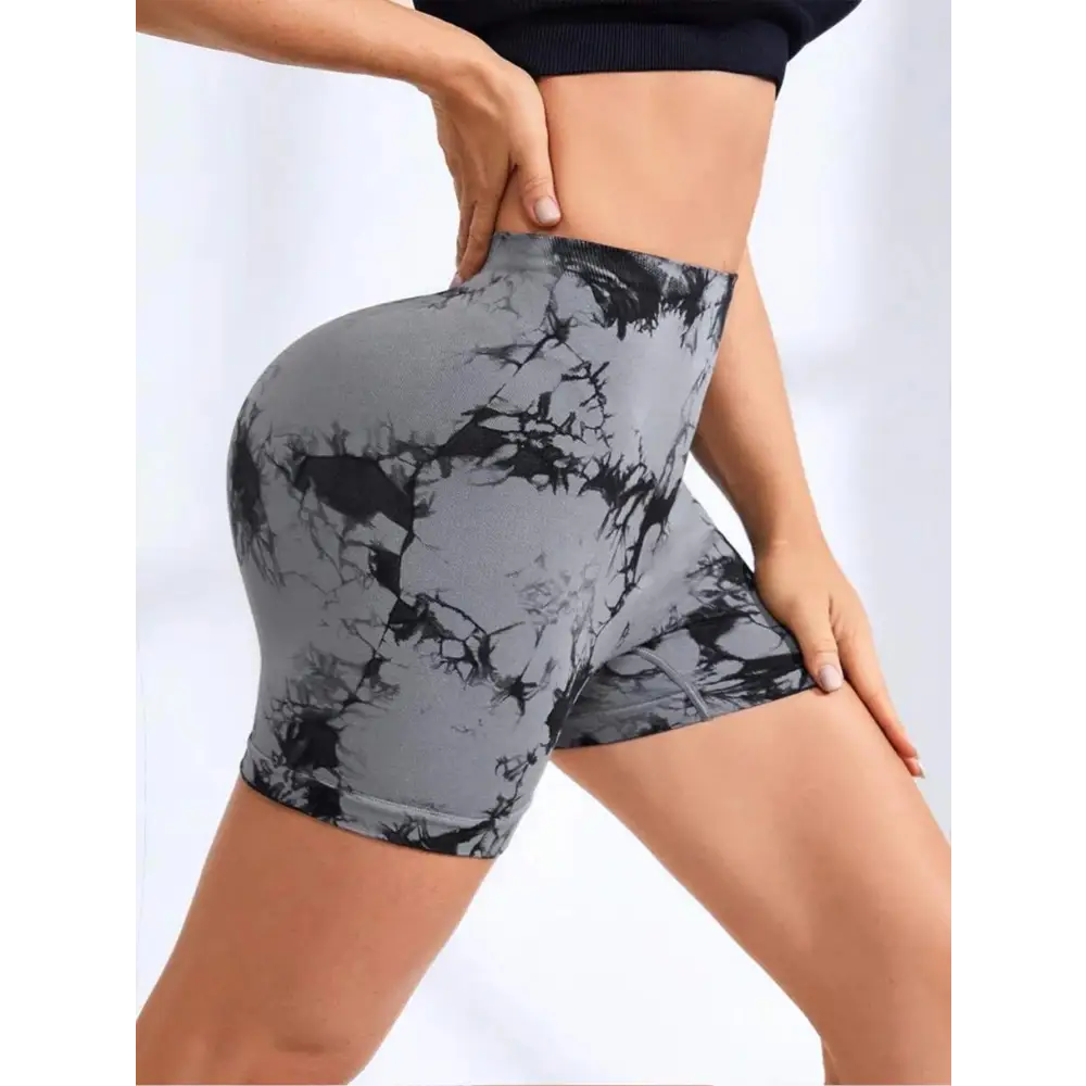 3 PACK Tie Dye Active Wear Shorts Women Workout Shorts High Waisted Contour Gym Yoga Biker Shorts V Back Booty Biker
