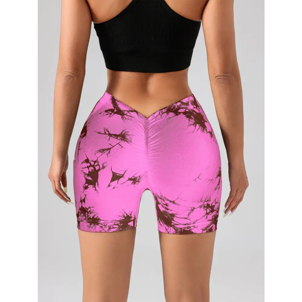 3 PACK Tie Dye Active Wear Shorts Women Workout Shorts High Waisted Contour Gym Yoga Biker Shorts V Back Booty Biker