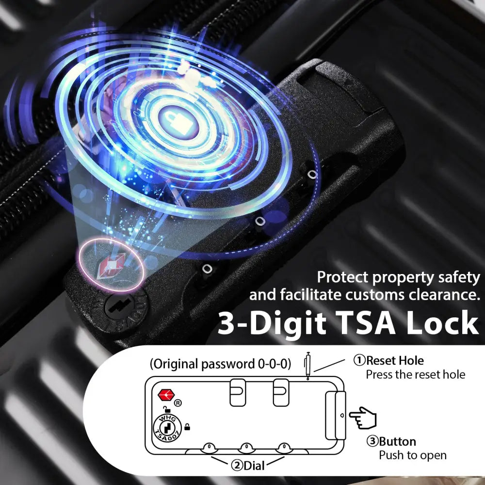 3 Piece Set Of Hard Shell Suitcases With Wheels Light Expandable Travel Suitcase With TSA Lock Carry-On Checked