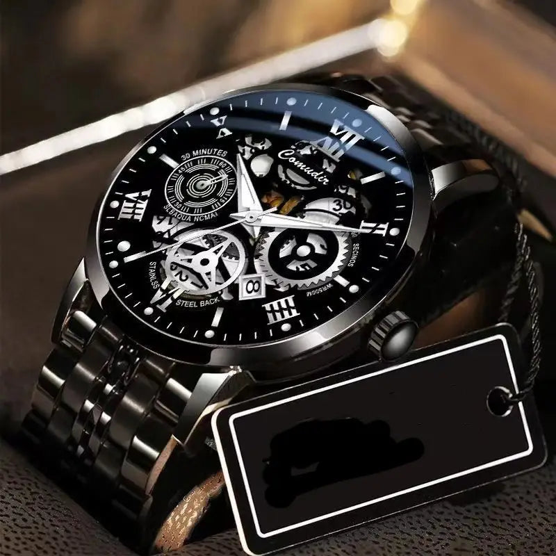 Fashion Jewelry Hollow Men’s Watch Men’s Waterproof Luminous Calendar
