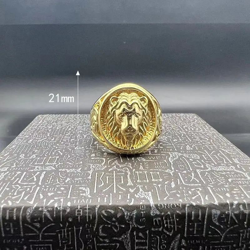 Vacuum Gold Plated Lion’s Head Men’s Ring