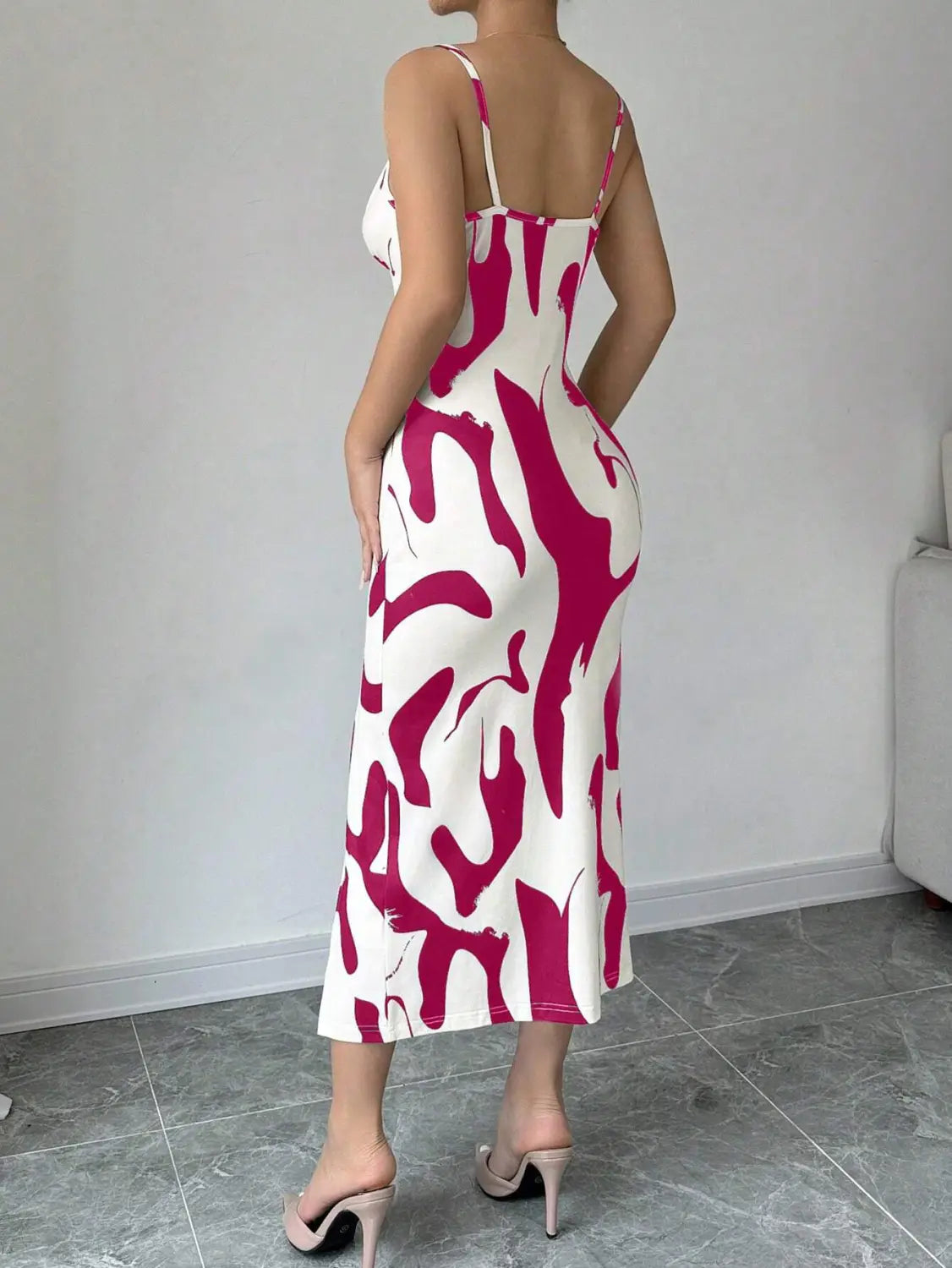 Summer Printed Suspender Split Dress Fashion Slim Lace-up Long Dresses For Women Clothing