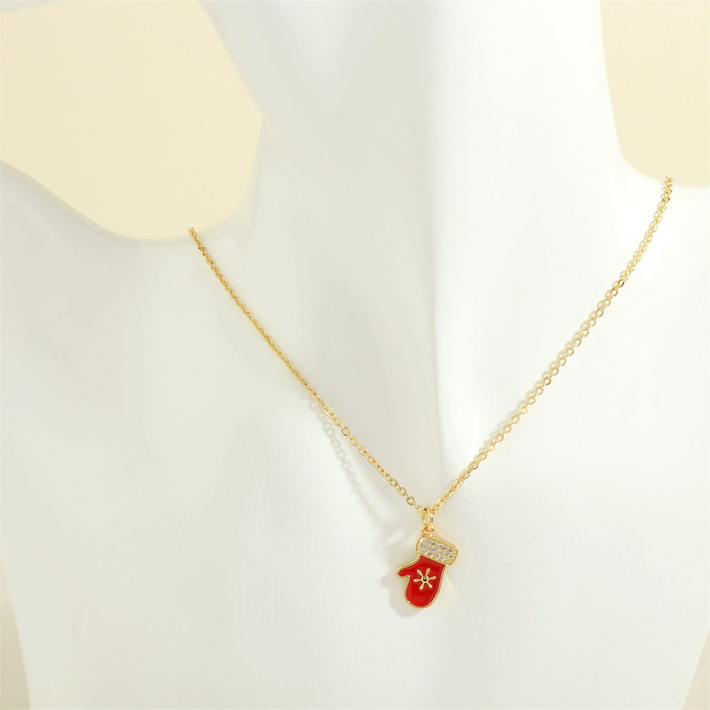 Christmas Tree Santa Claus Elk Snowman Oil-drop Necklace With Colored Rhinestones Ins Festival Clavicle Chain Necklace