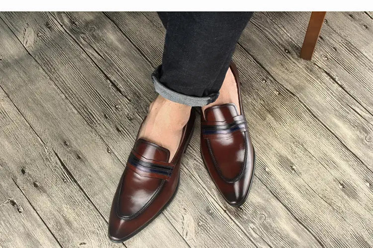 Shallow mouth men’s shoes leather shoes