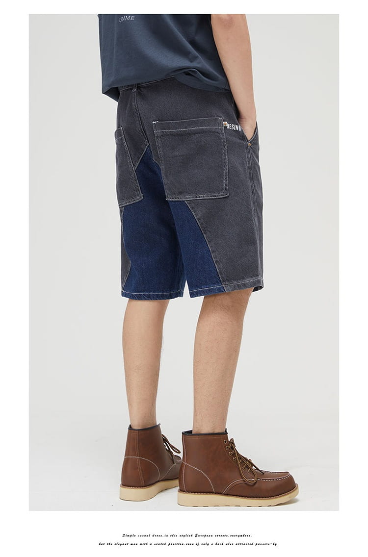 Men’s Casual Patchwork Denim Shorts