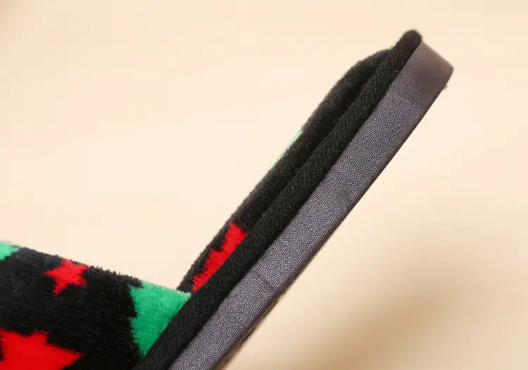 Christmas Tree Home Slippers Fashion Floor Bedroom Open-toe Plush Slippers For Women Fuzzy House Shoes