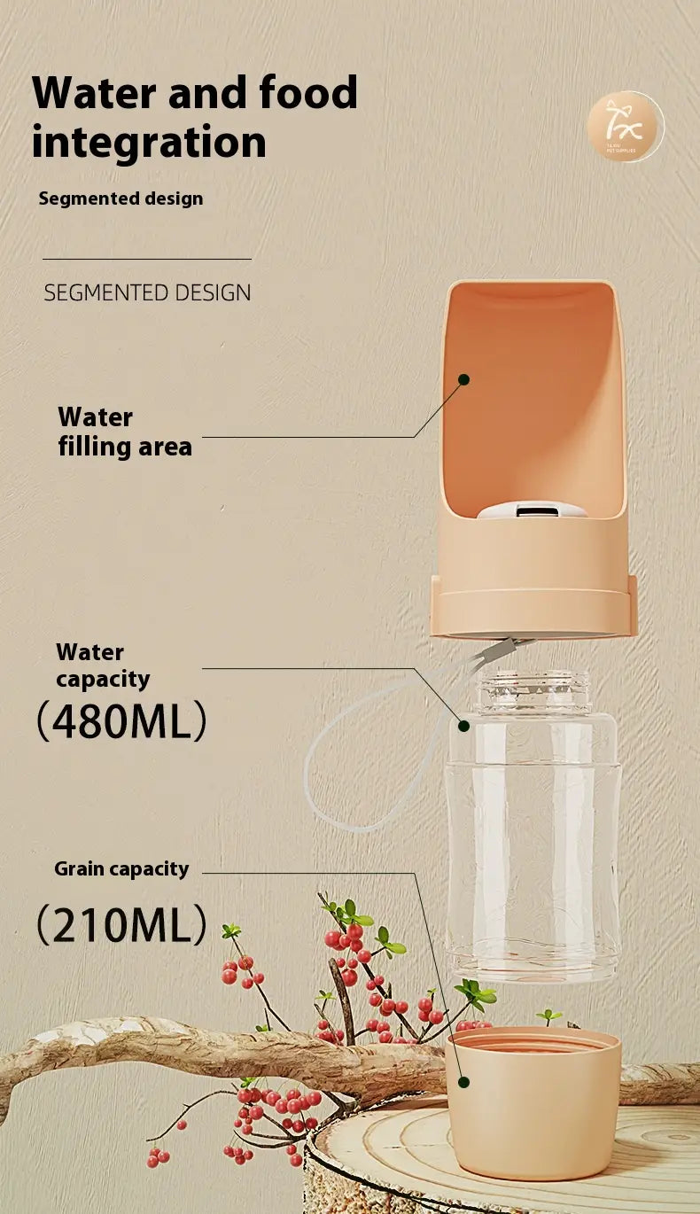 Travel Dog 2 in 1 Water Bottle Pet Water Dispenser Feeder Drinking Feeder Dog Outing Water Feeder Pets Outdoor Portable