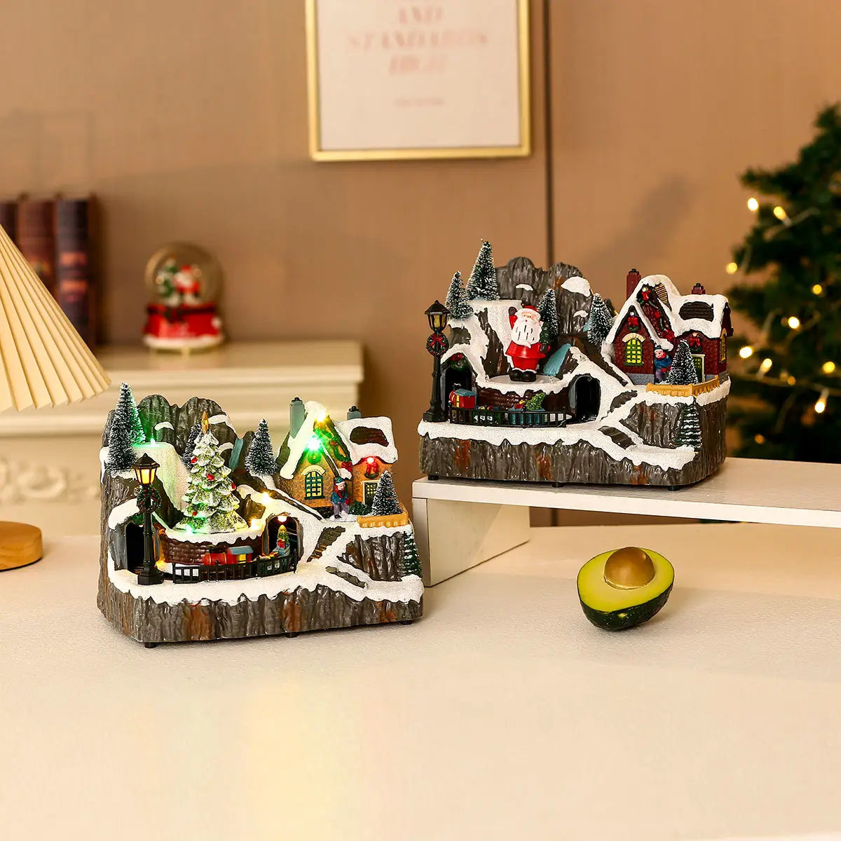 Christmas Rotating Resin Luminous Music Box Ornaments