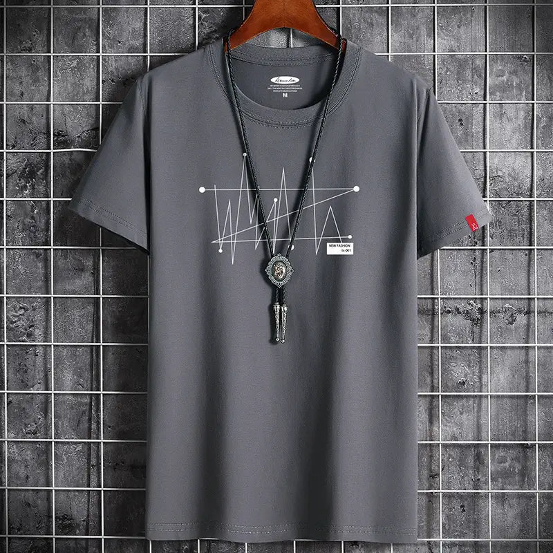 Round Neck Cotton Loose Plus Size Short Sleeve Men