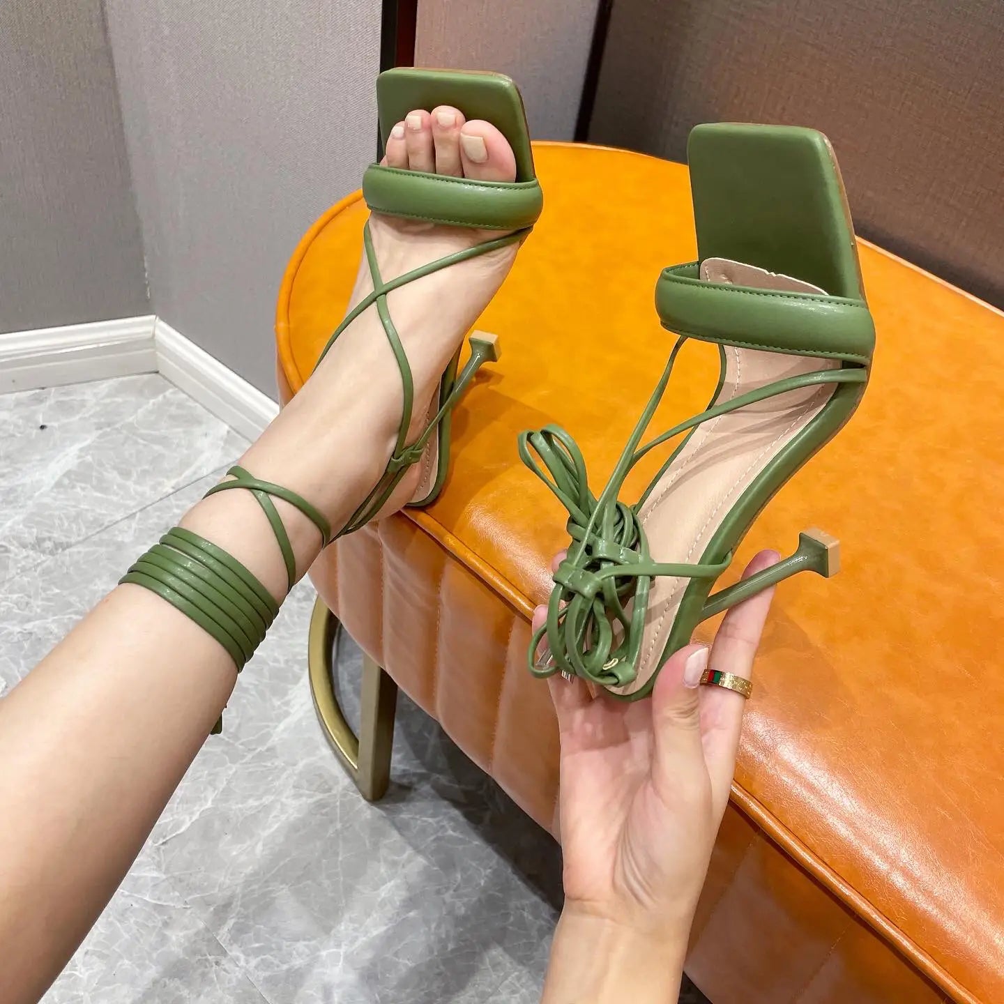 Stiletto Cutout Ankle Strap Stiletto Heels